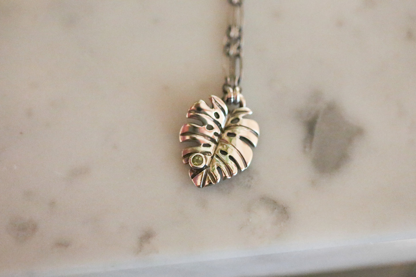Peridot Monstera Necklace
