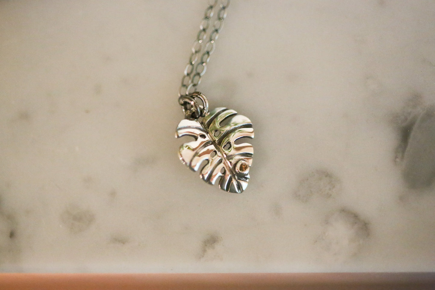 Garnet Monstera Necklace
