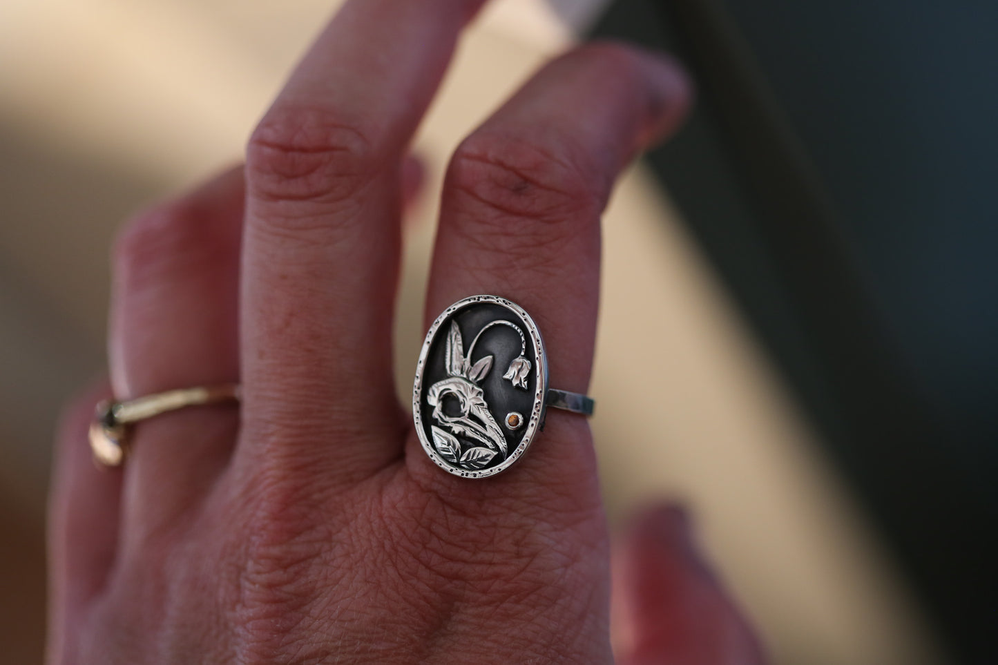 Raven Skull Ring Size 7.25