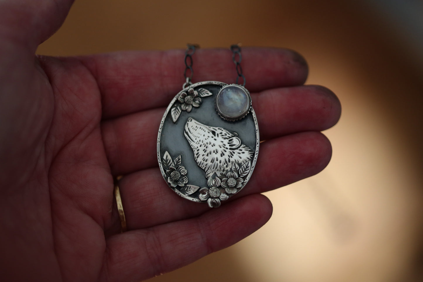 Bear + Moonstone Necklace