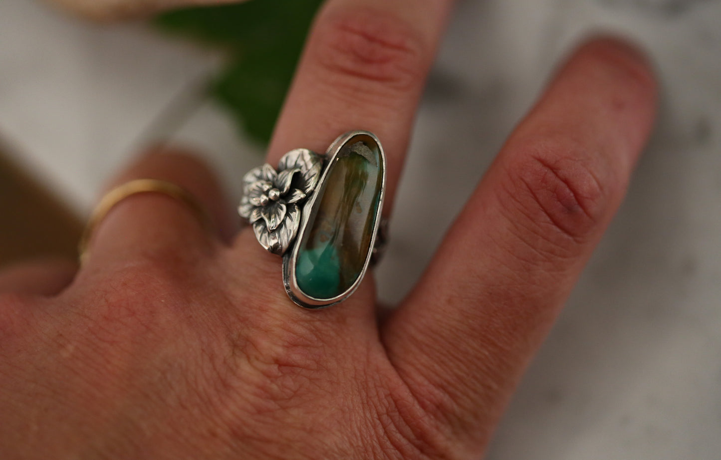 Cheyenne Turquoise Trillium Ring Size 7