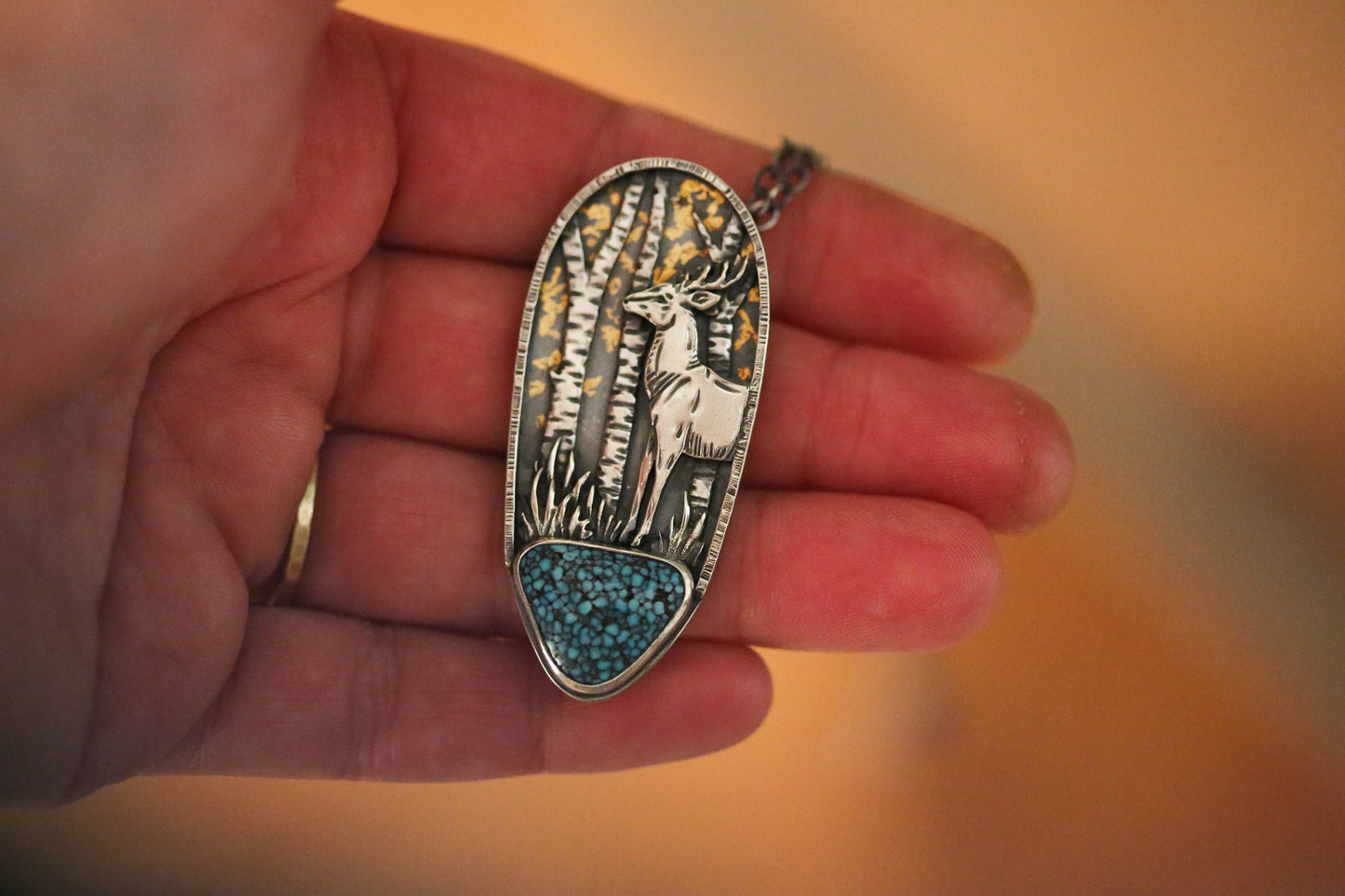 Golden Forest Buck Necklace