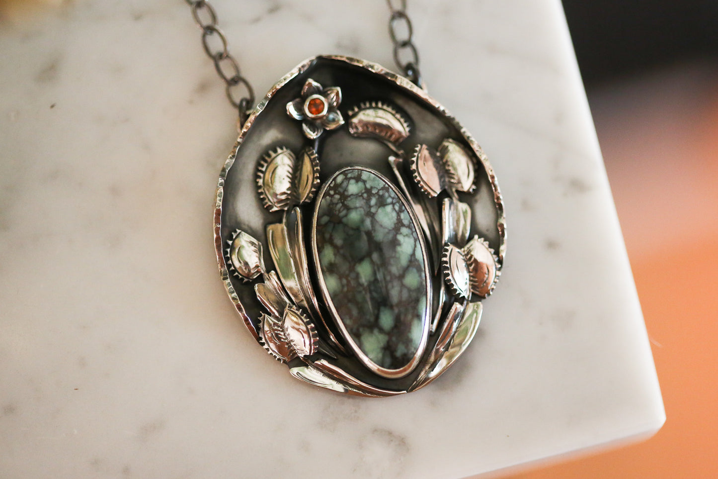 Venus Fly Trap + Candelaria Variscite Necklace