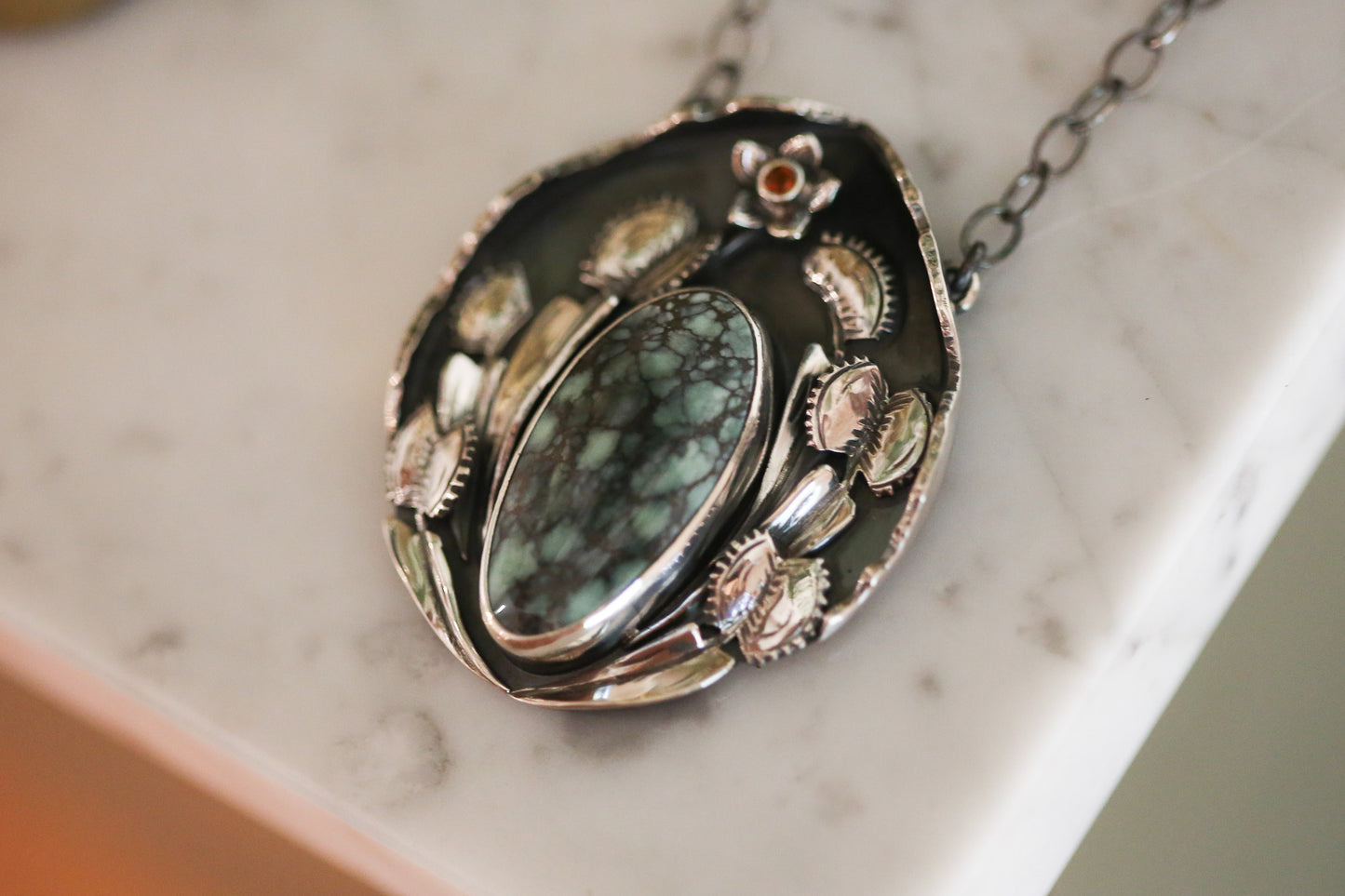 Venus Fly Trap + Candelaria Variscite Necklace
