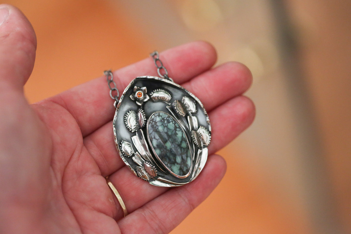 Venus Fly Trap + Candelaria Variscite Necklace
