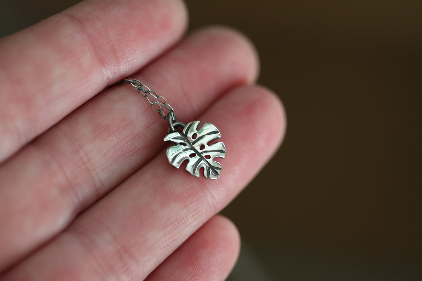 Tiny Monstera Necklace #2