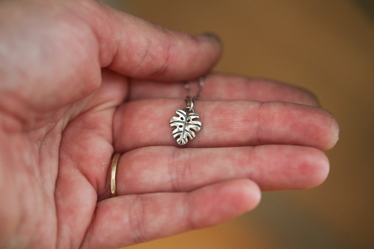 Tiny Monstera Necklace #1