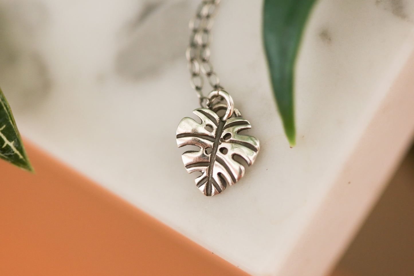 Tiny Monstera Necklace #3