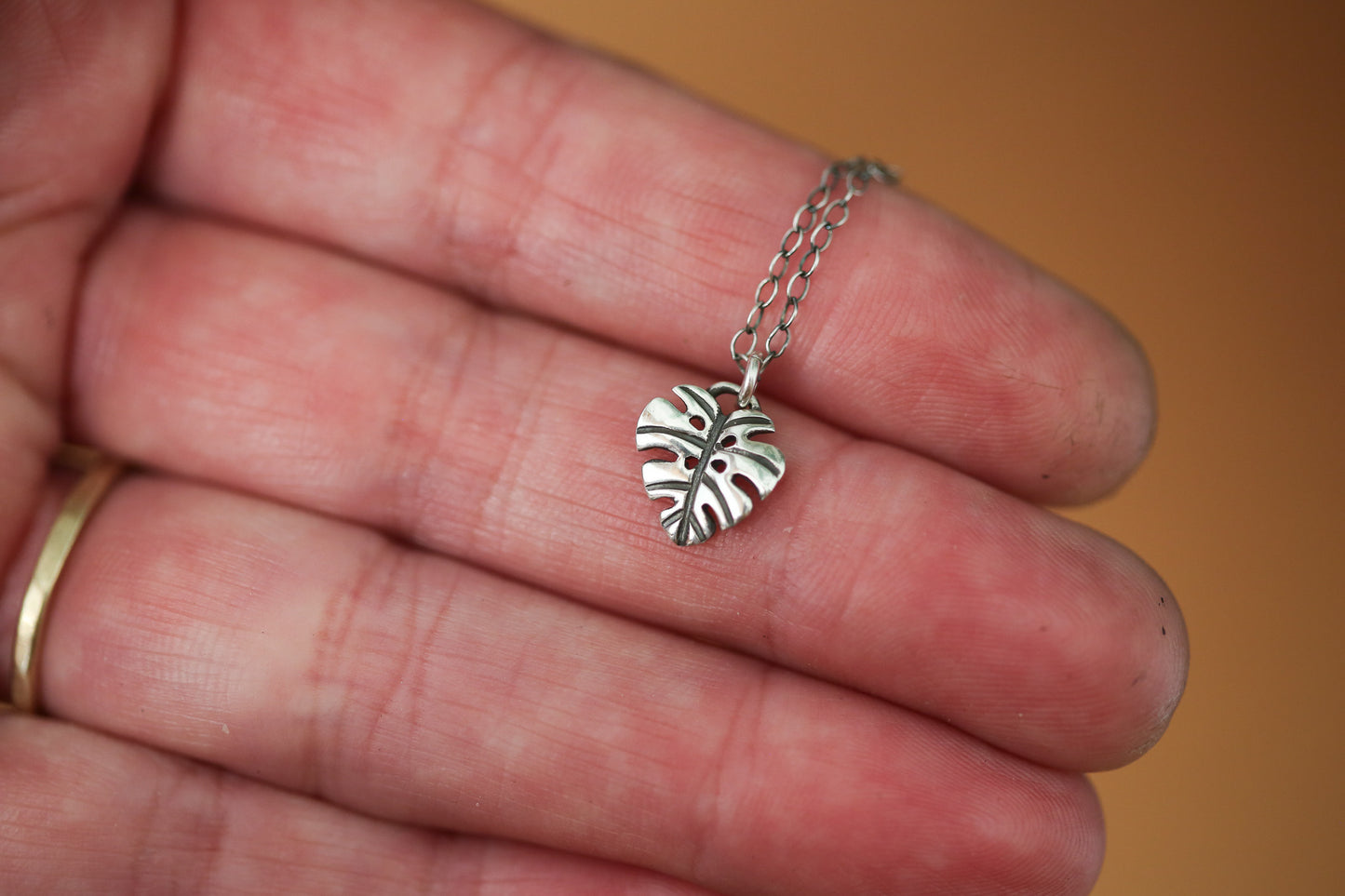Tiny Monstera Necklace #3