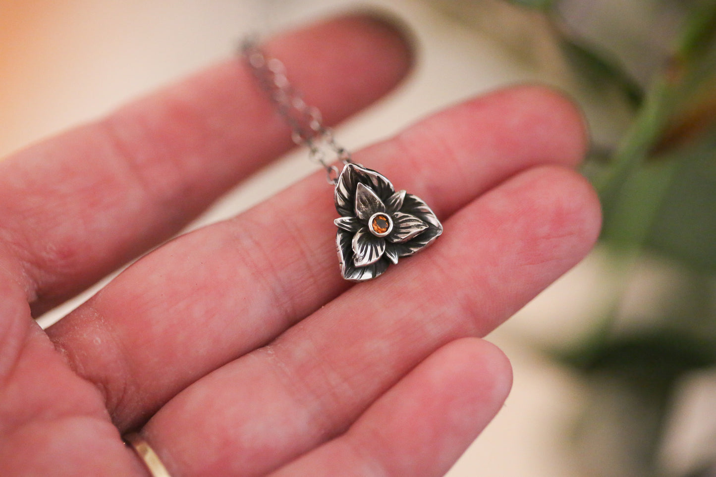 Trillium Necklace with Citrine