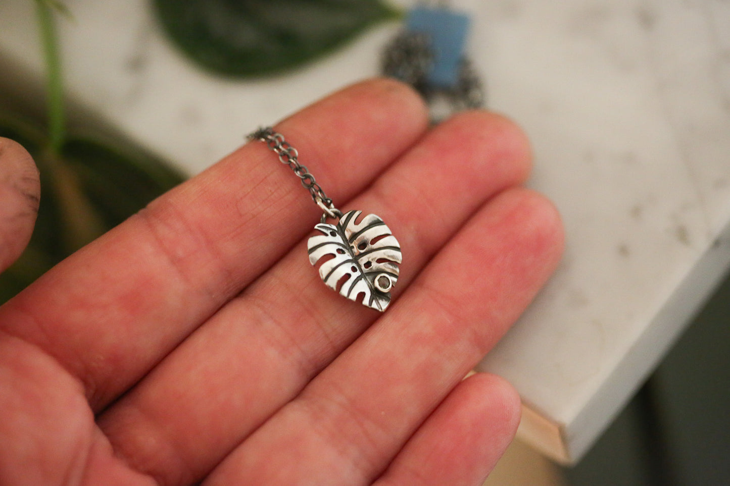 Peridot Monstera Necklace