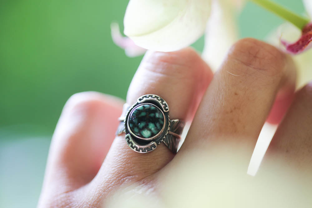 Snowville Variscite Feather Ring Size 5.25