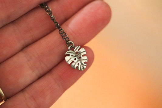 Tiny Monstera Necklace #2