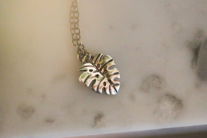 Tiny Monstera Necklace #2
