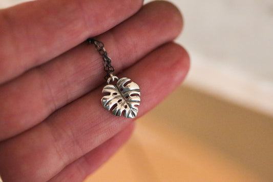 Tiny Monstera Necklace #1