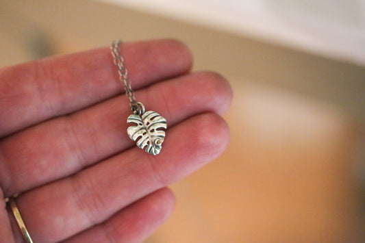 Garnet Monstera Necklace