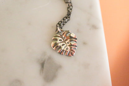 Tiny Monstera Necklace #1