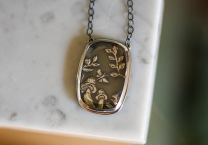 Moth + Mushroom Terrarium Necklace