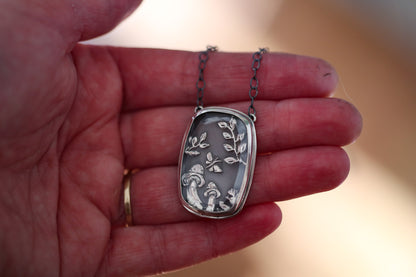 Moth + Mushroom Terrarium Necklace