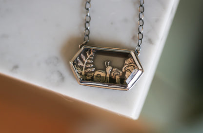 Snail + Mushroom Terrarium Necklace