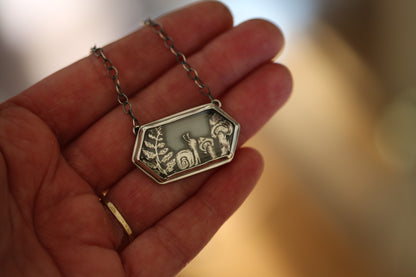 Snail + Mushroom Terrarium Necklace