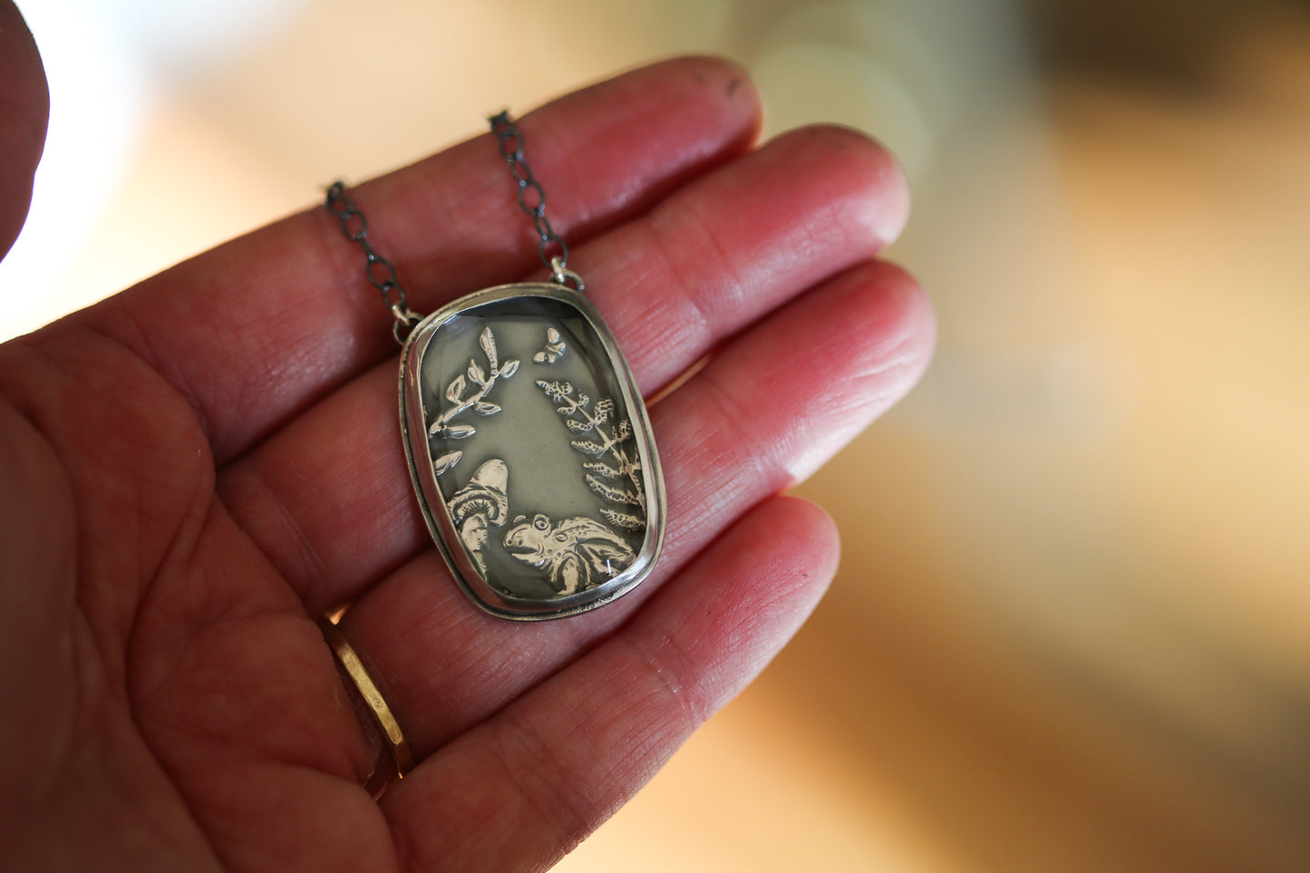 Frog + Mushroom Terrarium Necklace
