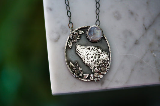 Bear + Moonstone Necklace