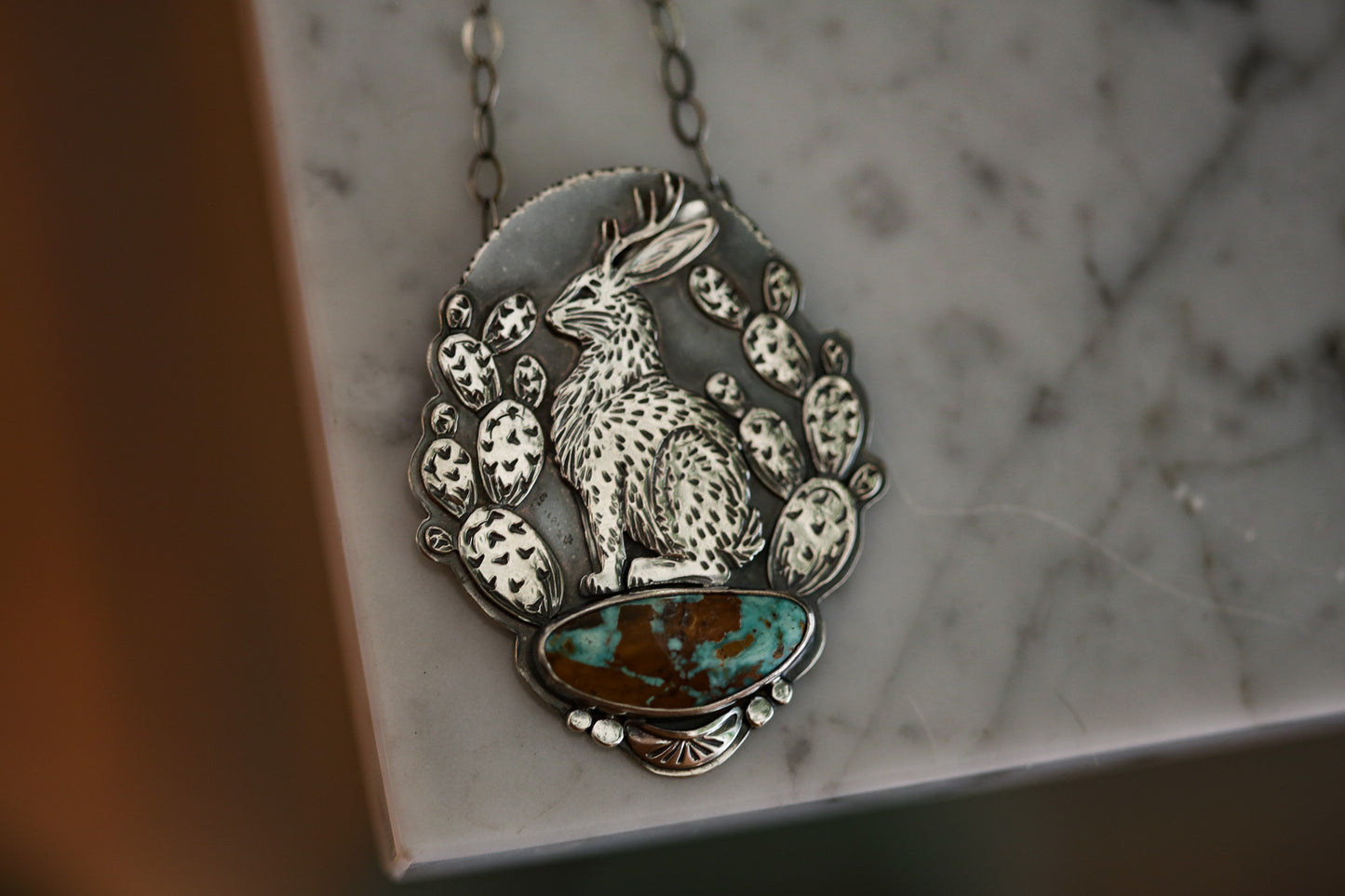 Jackalope + Cactus Necklace