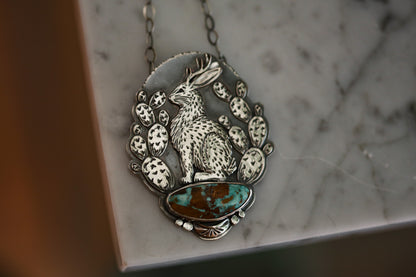 Jackalope + Cactus Necklace