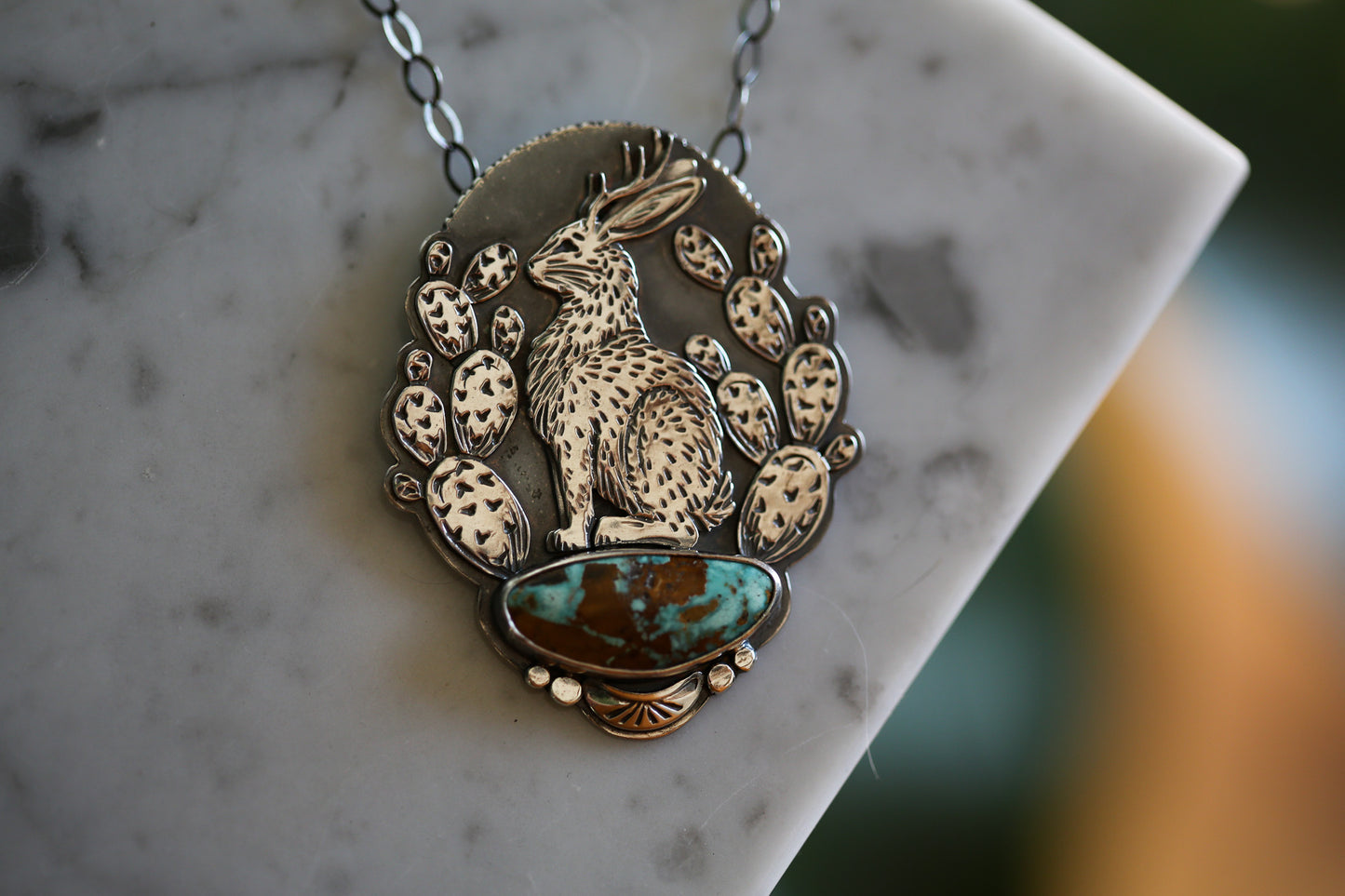 Jackalope + Cactus Necklace