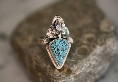 Kingman Turquoise Trillium Ring Size 8.5