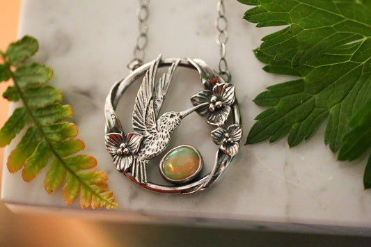 Hummingbird + Opal Necklace