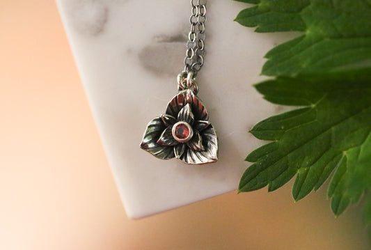 Pink Tourmaline Trillium Necklace
