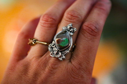 Boulder Opal Trillium Ring Size 8