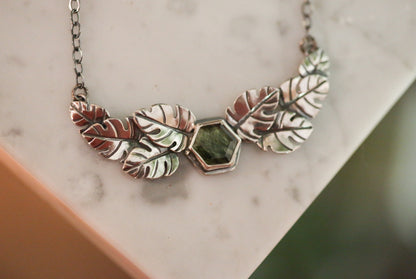 Epidote + Leaves Necklace