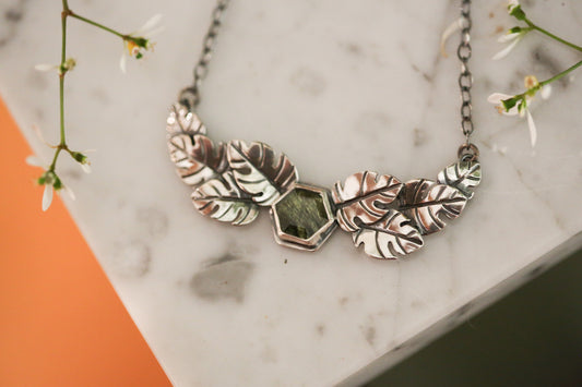 Epidote + Leaves Necklace