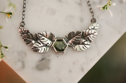 Epidote + Leaves Necklace