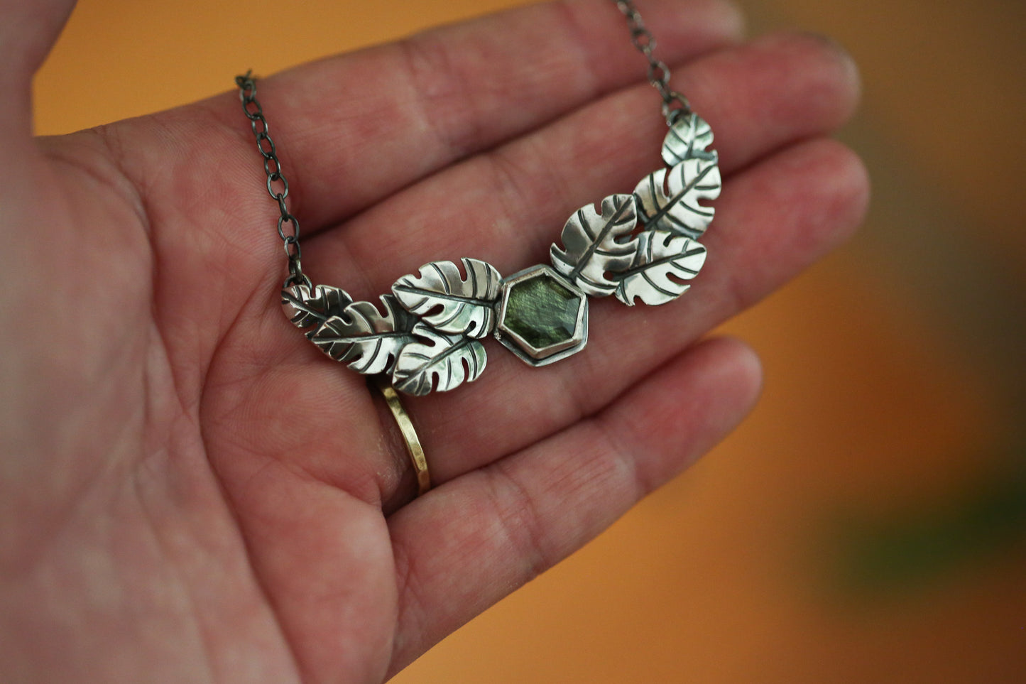 Epidote + Leaves Necklace
