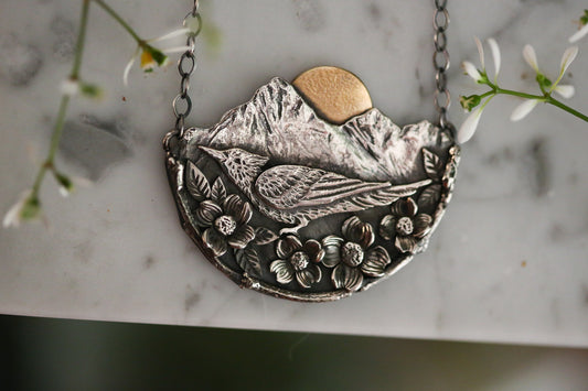 Woodpecker + Mountains Necklace