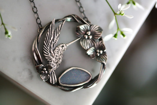Hummingbird + Opal Necklace