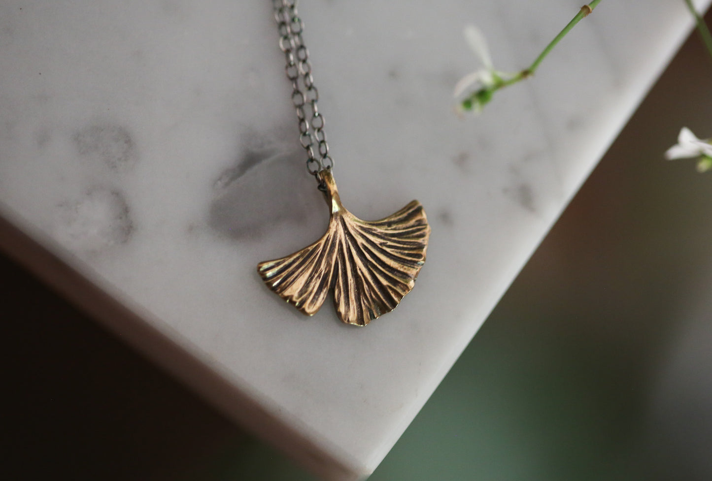 Brass Ginkgo Necklace