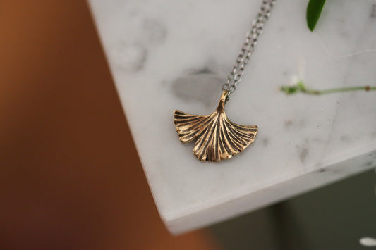 Brass Ginkgo Necklace