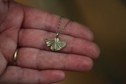 Brass Ginkgo Necklace