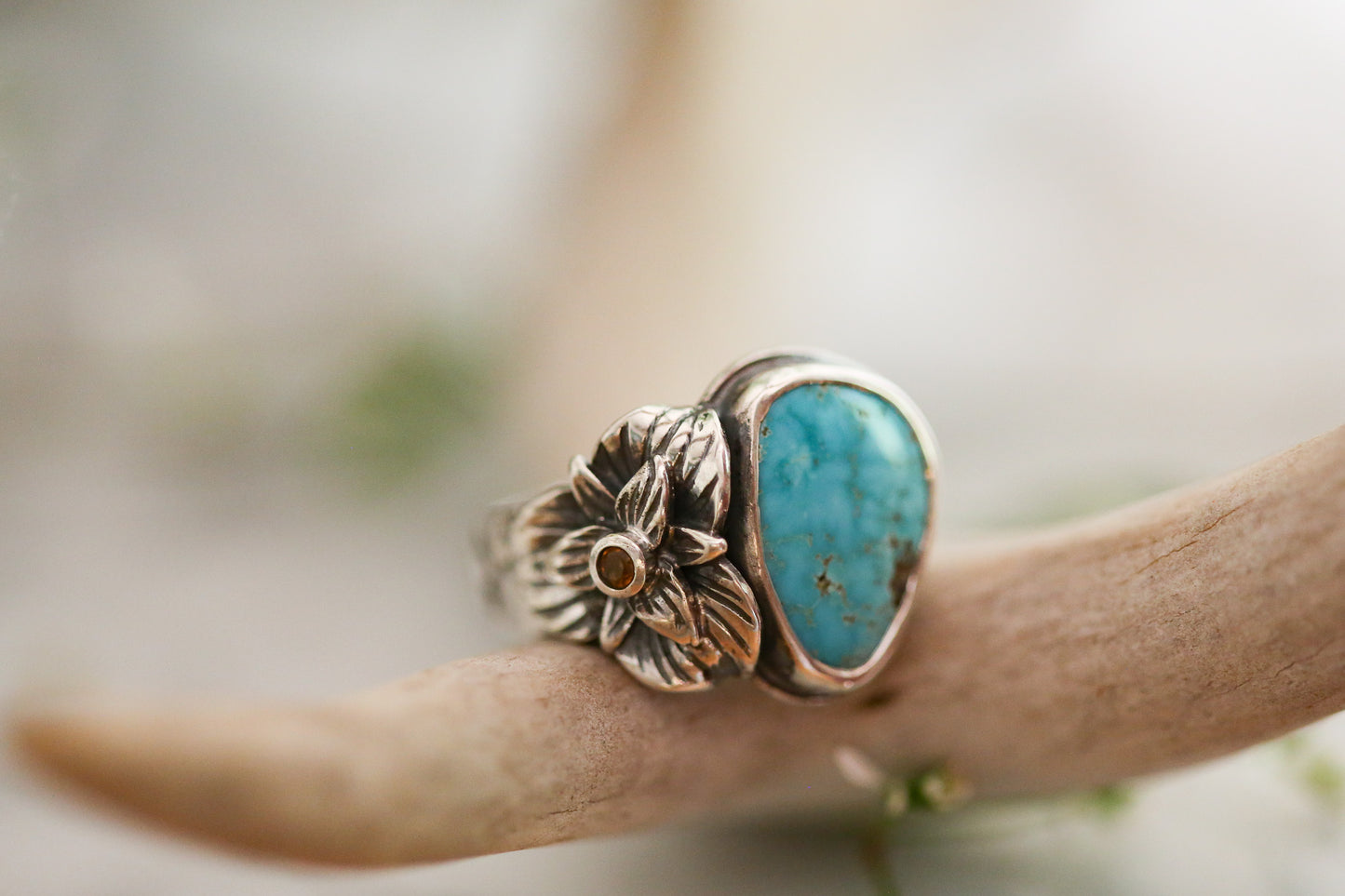 Turquoise + Trillium Ring Size 6.75