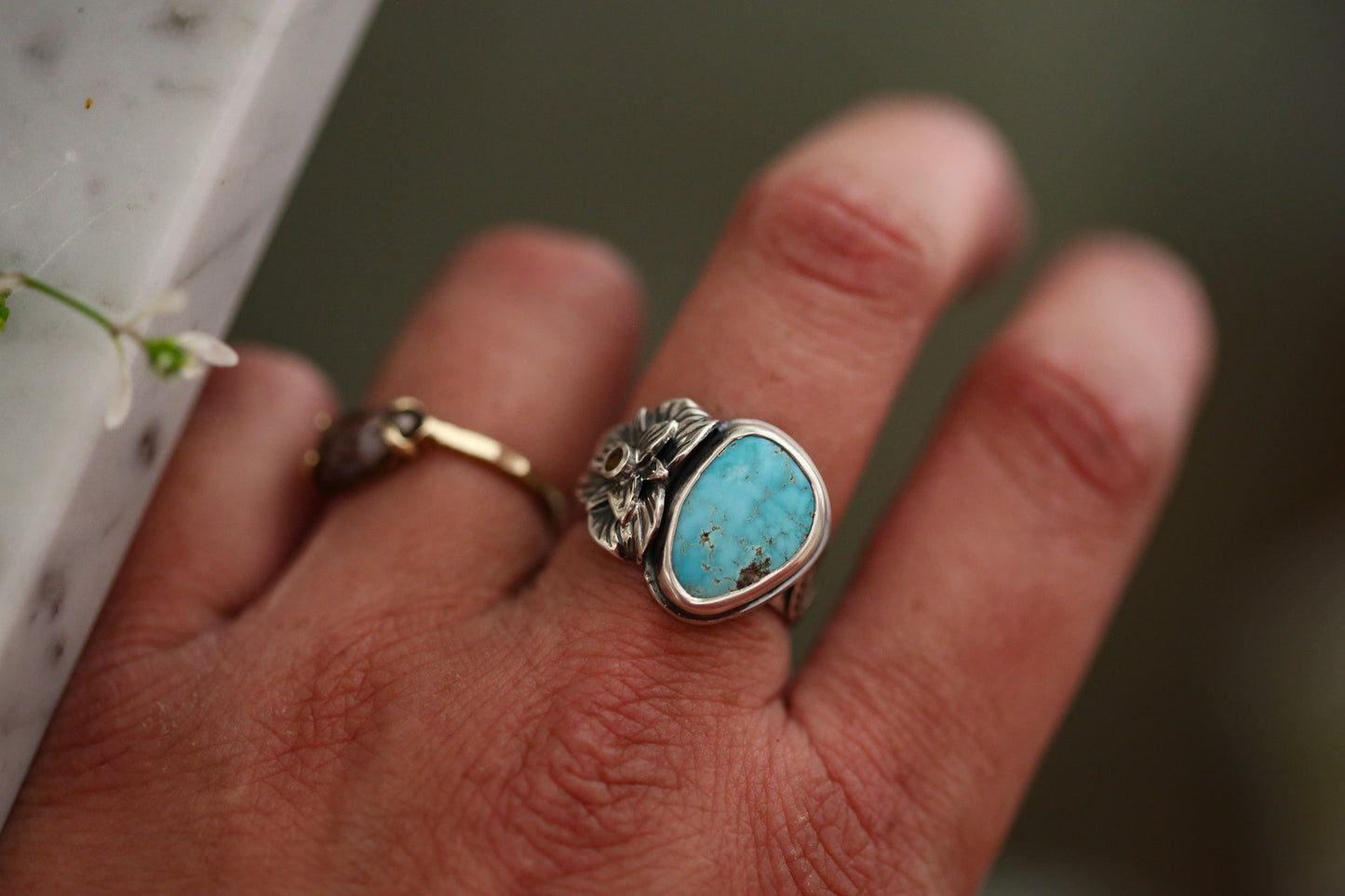 Turquoise + Trillium Ring Size 6.75
