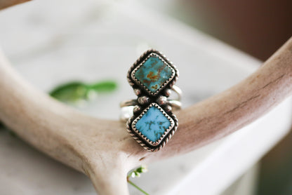Double Blue Gem Turquoise Ring Size 5.75