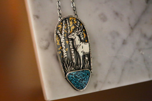 Golden Forest Buck Necklace