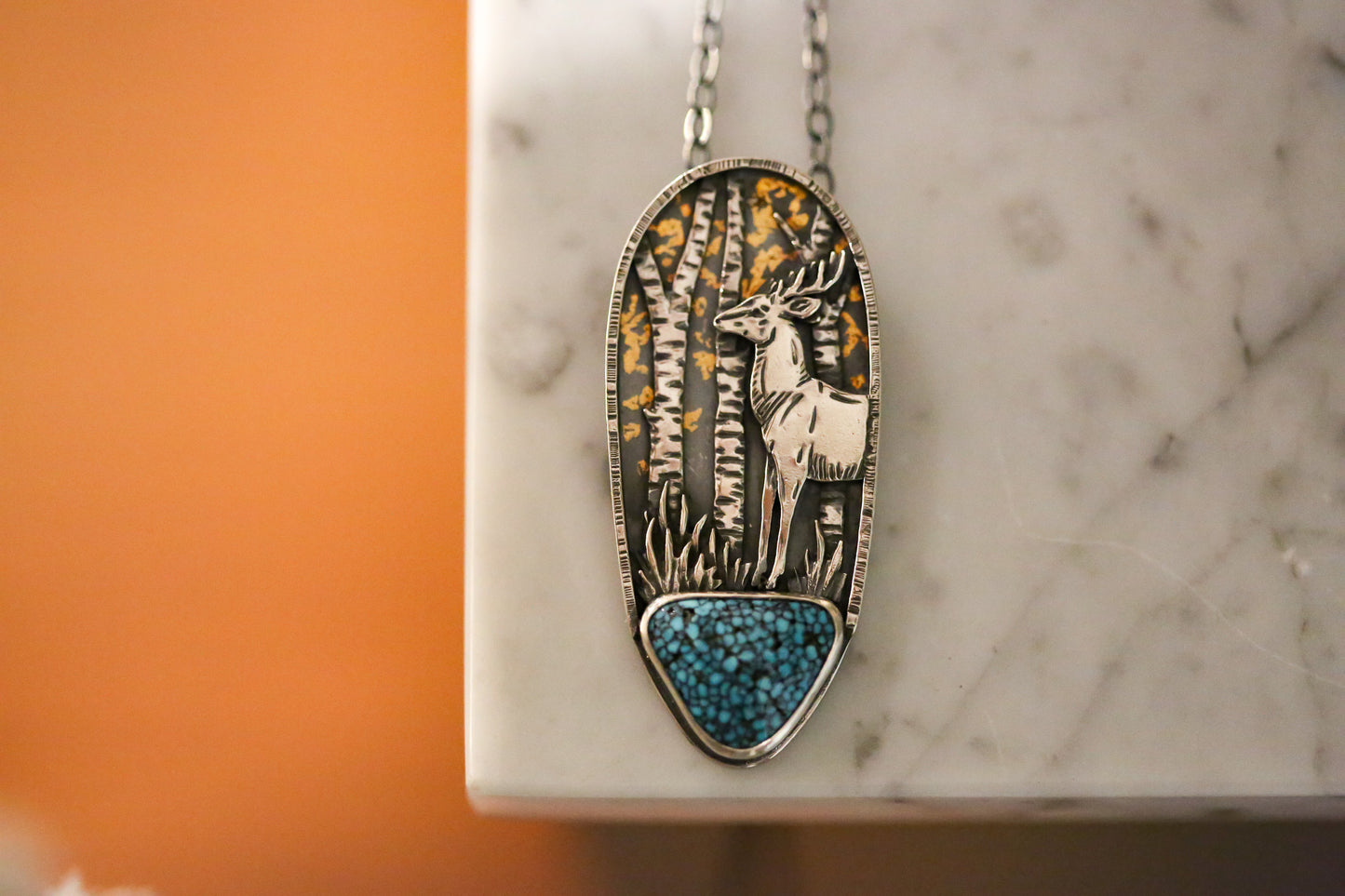 Golden Forest Buck Necklace