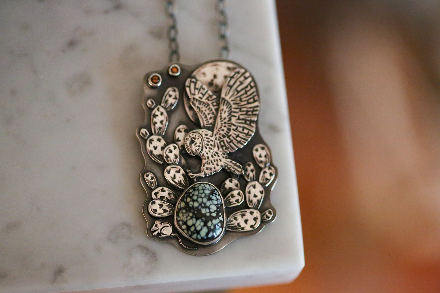 Owl + Cactus Necklace