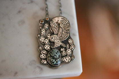 Owl + Cactus Necklace